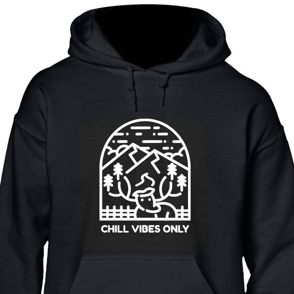 New Chill Vibes Only Black Hoodie Fleece Sweatshirt - Picture 1 of 3
